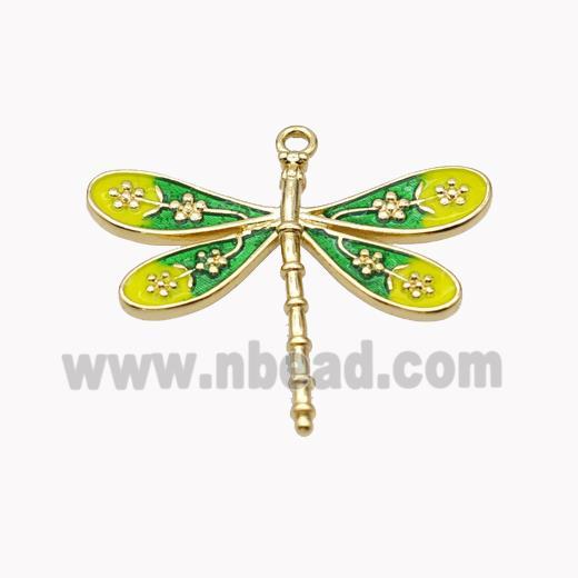 Copper Dragonfly Pendant Yellow Enamel Gold Plated