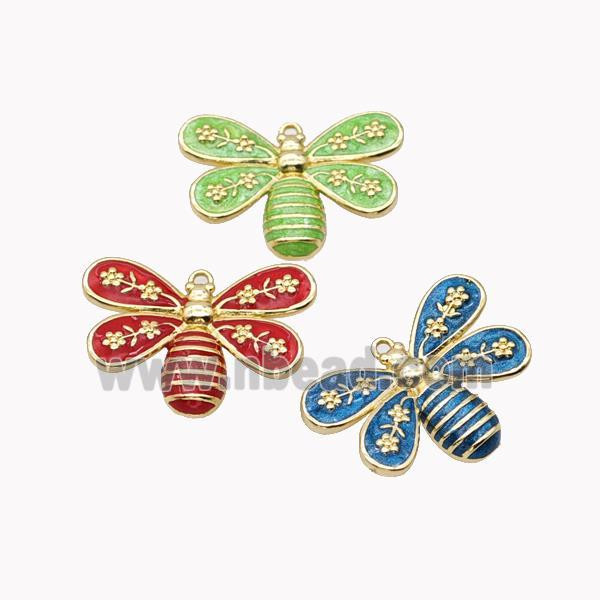 Copper Honeybee Pendant Enamel Gold Plated Mixed