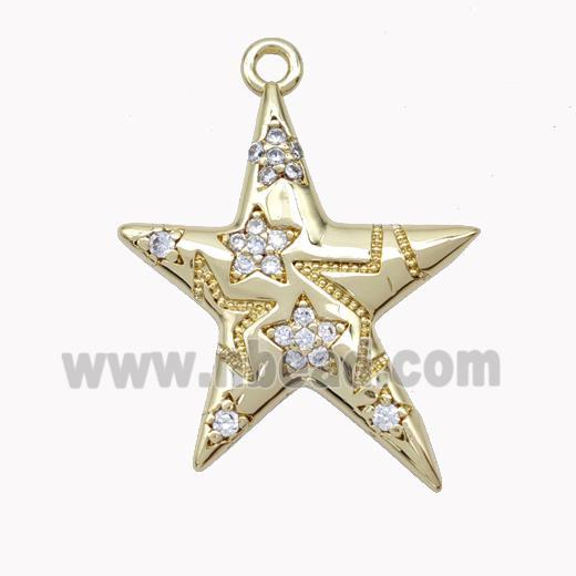 Copper Star Pendant Micropave Zirconia Gold Plated