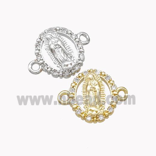 Virgin Mary Charms Copper Connector Pave Zirconia Mixed