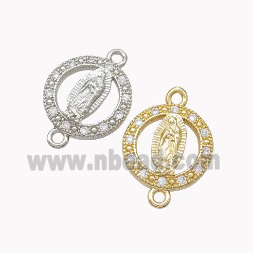 Virgin Mary Charms Copper Connector Pave Zirconia Mixed