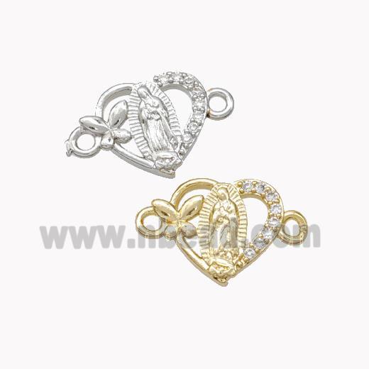 Virgin Mary Charms Copper Heart Connector Pave Zirconia Butterfly Mixed