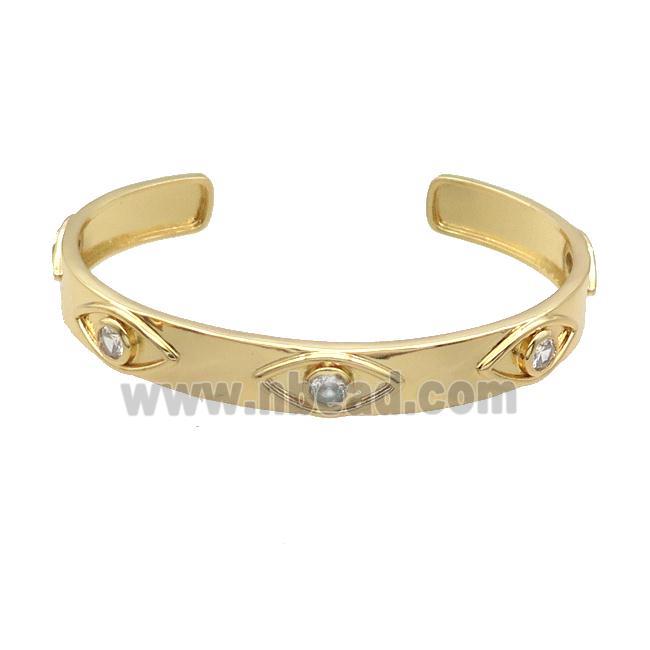 Copper Bangle Pave Zircon Gold Plated Eye