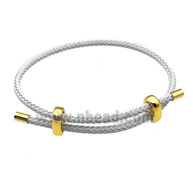 Whitegray Tiger Tail Steel Bracelet Adjustable