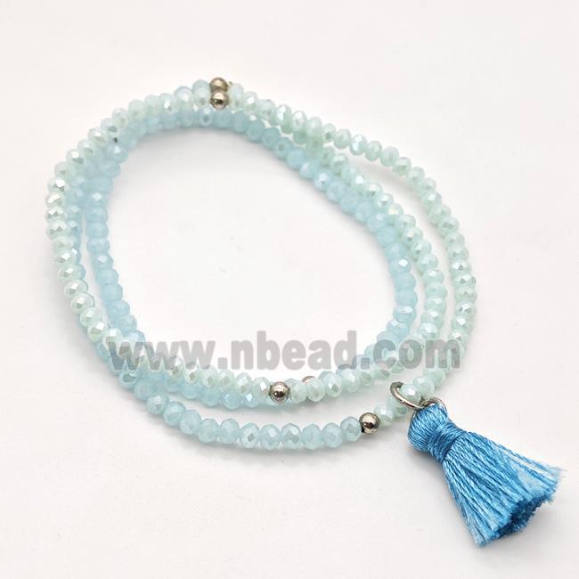 Aqua Chinese Crystal Glass Bracelets Stretchy