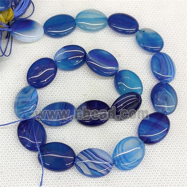 Natural Stripe Agate Oval Beads Blue Dye