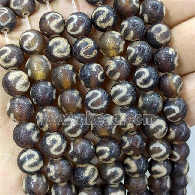 Tibetan Agate Round Beads Coffee Matte
