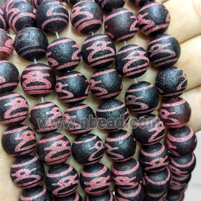 Tibetan Agate Round Beads Pink Dye