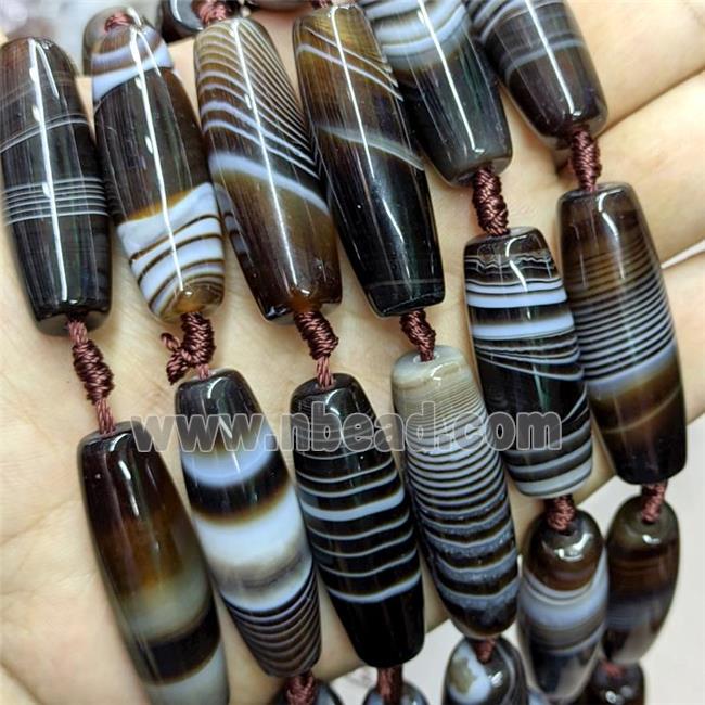 Natural Stripe Agate Rice Beads Banded Coffee
