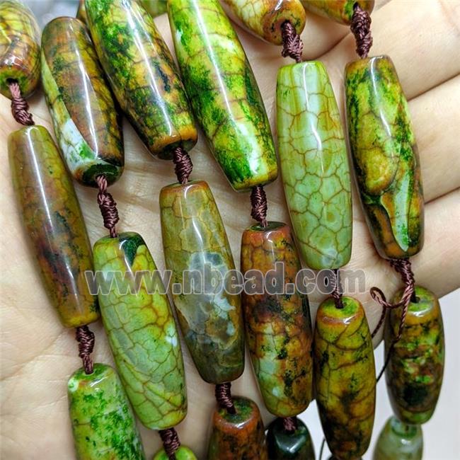Green Veins Agate Rice Beads Green Dye