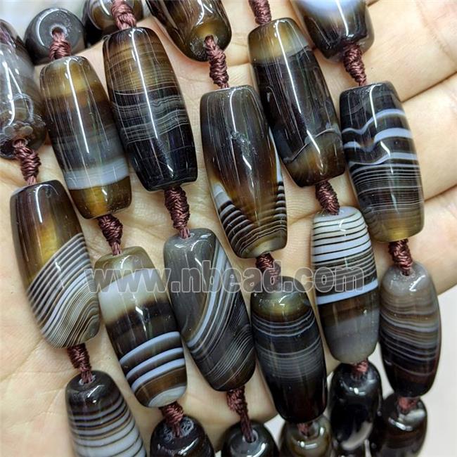 Natural Stripe Agate Rice Beads Coffee
