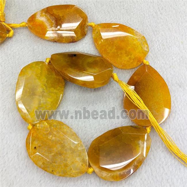 Natural Agate Slice Beads Faceted Orange Dye