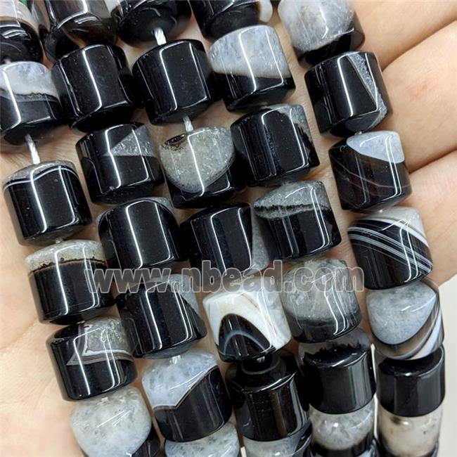 Natural Druzy Agate Tube Beads White Black