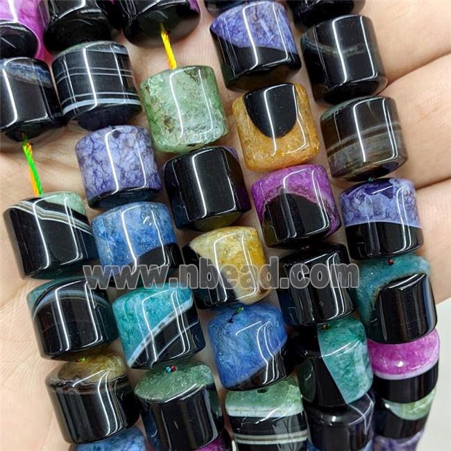 Natural Druzy Agate Tube Beads Mixed Color Dye