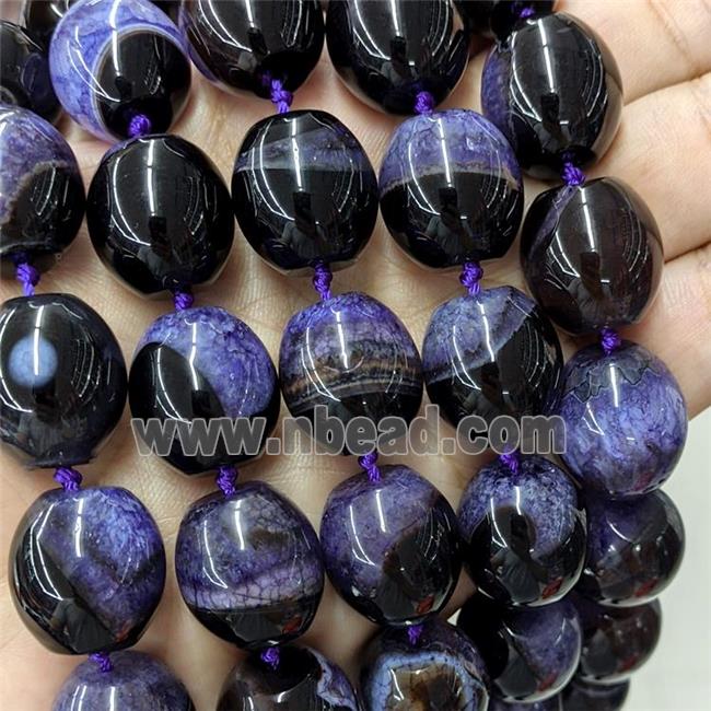 Natural Druzy Agate Barrel Beads Purple Dye