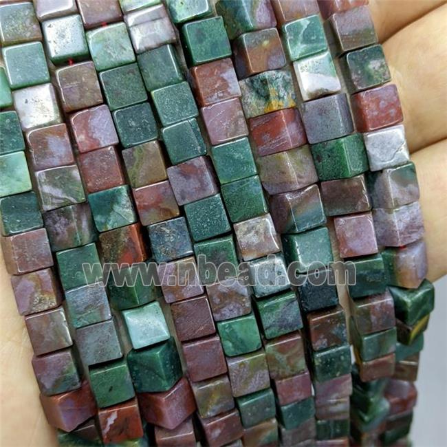 Natural Indian Agate Cube Beads