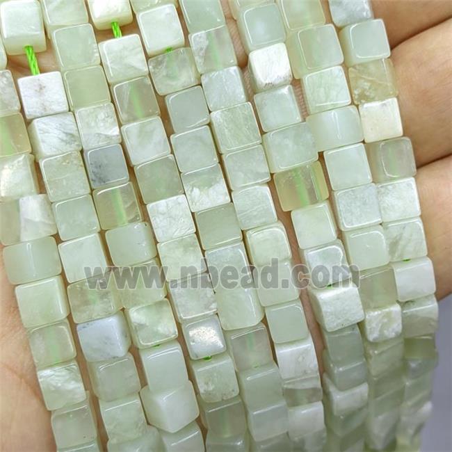 Natural New Mountain Jade Cube Beads