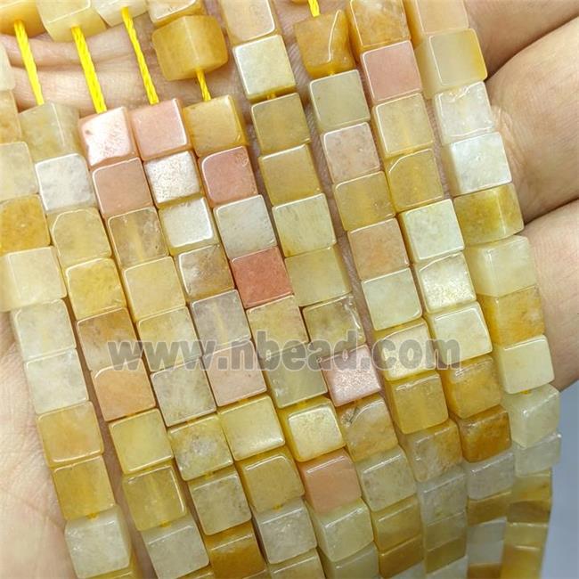 Natural Yellow Aventurine Cube Beads