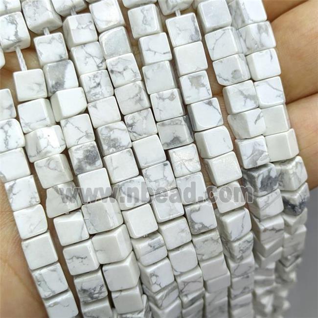 Natural White Howlite Turquoise Cube Beads