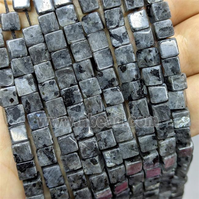 Natural Black Labradorite Cube Beads