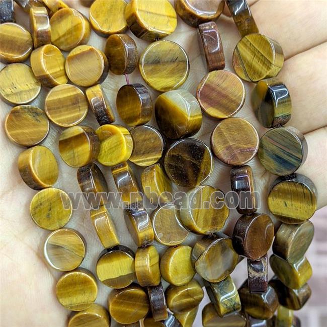 Natural Tiger Eye Stone Coin Beads