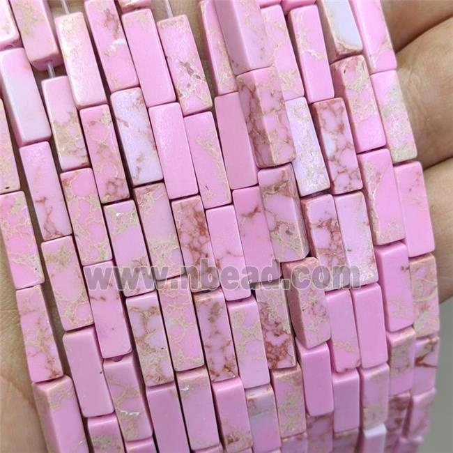 Synthetic Imperial Jasper Cuboid Beads Pink