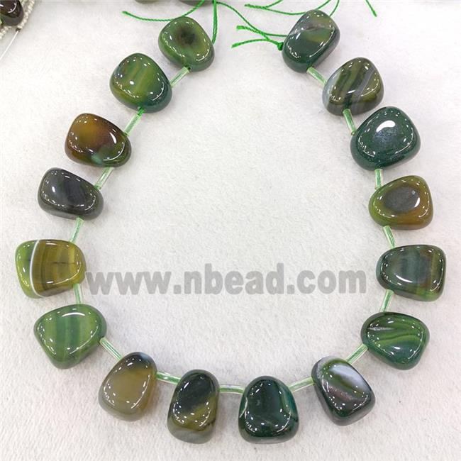 Natural Agate Teardrop Beads Graduated Green Dye Topdrilled