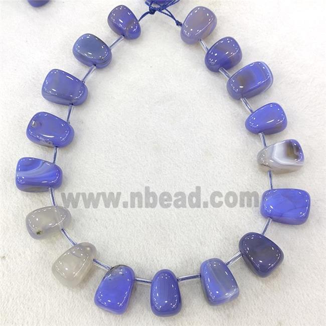 Natural Agate Teardrop Beads Graduated Blue Dye Topdrilled