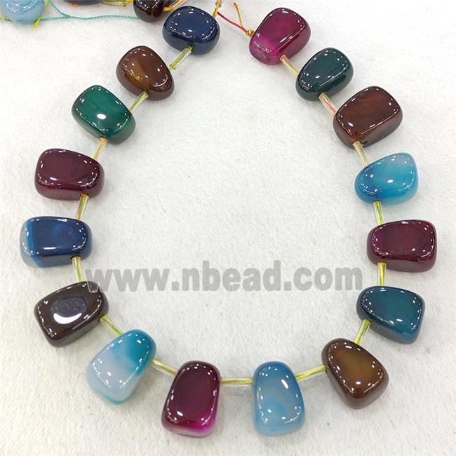 Natural Agate Teardrop Beads Graduated Dye Topdrilled Mixed Color