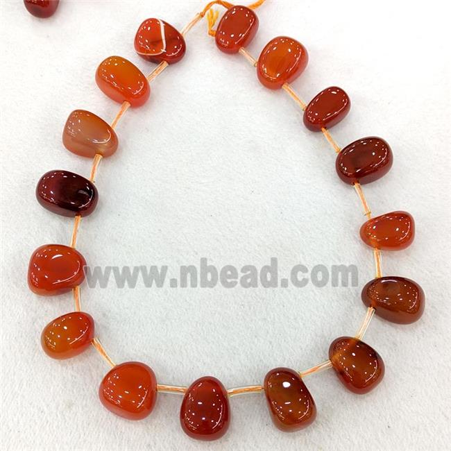 Natural Agate Teardrop Beads Graduated Red Dye Topdrilled