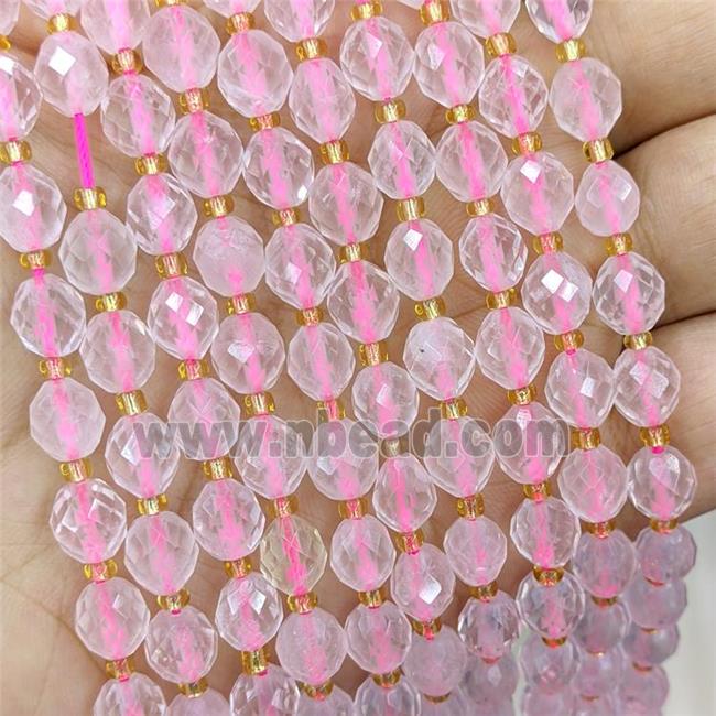 Natural Pink Rose Quartz Beads Faceted Rice