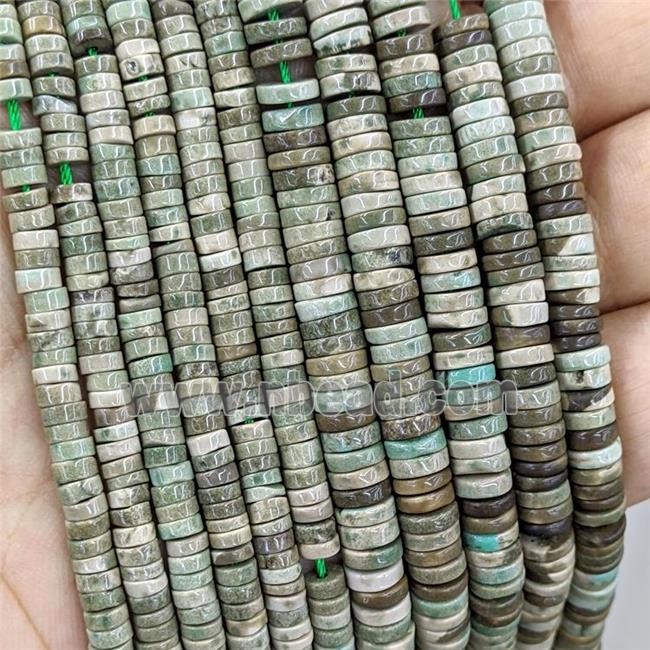 Natural Green Grass Agate Heishi Spacer Beads B-Grade