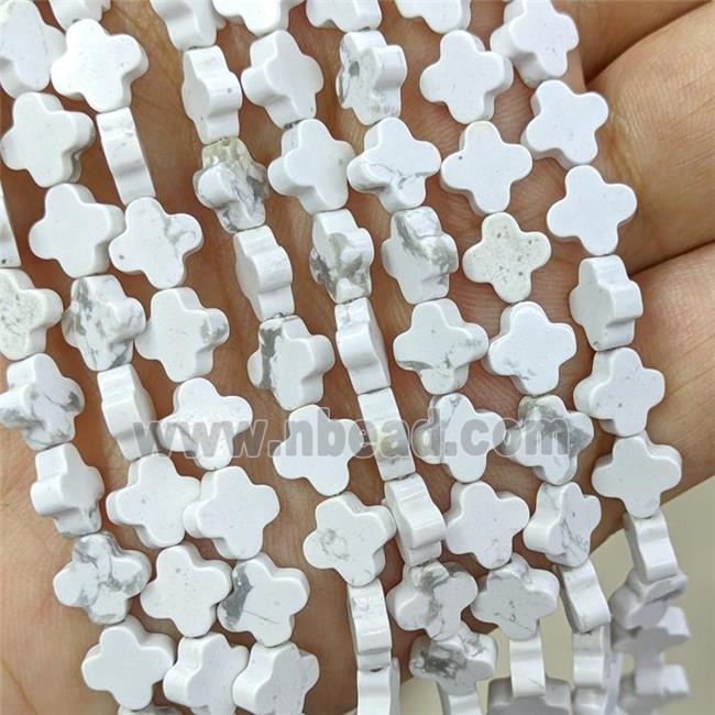 Natural White Howlite Clover Beads