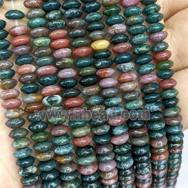 Natural Indian Agate Beads Smooth Rondelle Multicolor