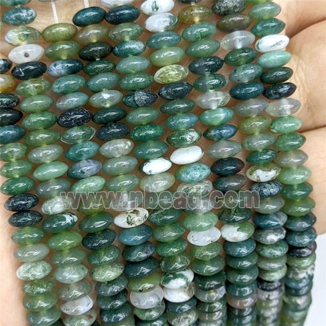 Natural Green Moss Agate Beads Smooth Rondelle