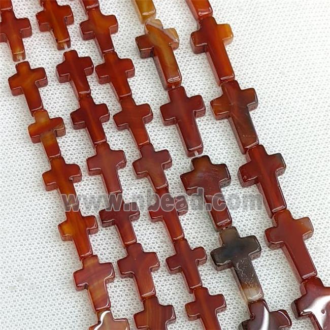 Natural Red Agate Cross Beads Dye