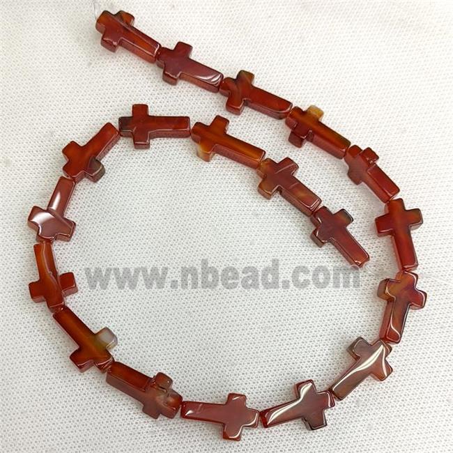 Natural Red Agate Cross Beads Dye