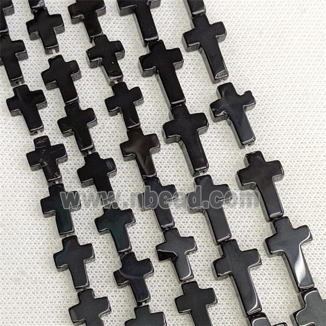 Natural Black Onyx Agate Cross Beads