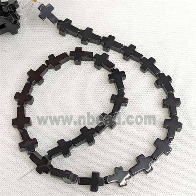 Natural Black Onyx Agate Cross Beads