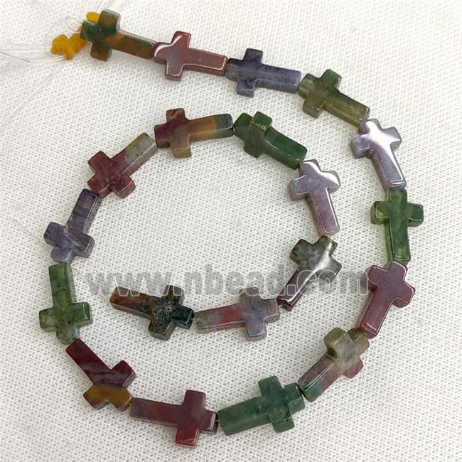 Natural Indian Agate Cross Beads