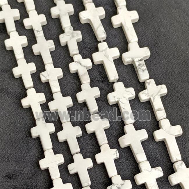 Natural White Howlite Turquoise Cross Beads