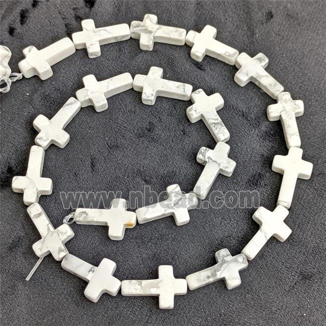 Natural White Howlite Turquoise Cross Beads