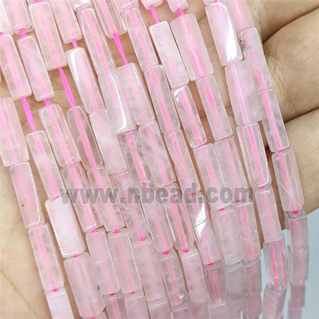 Natural Pink Rose Quartz Beads Cuboid