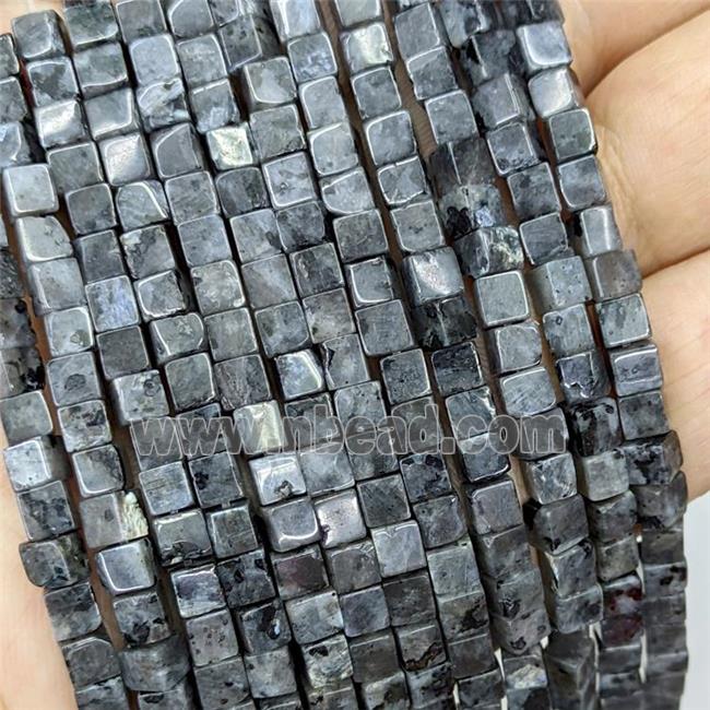 Natural Black Labradorite Cube Beads