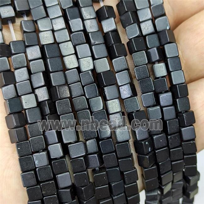 Natural Black Jasper Cube Beads