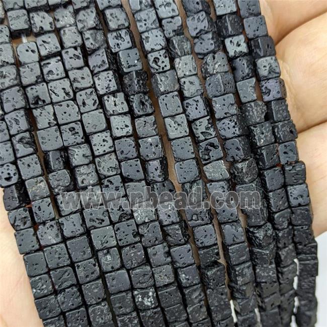 Black Lava Cube Beads