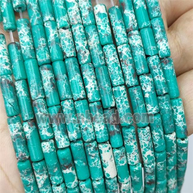 Green Synthetic Imperial Jasper Tube Beads