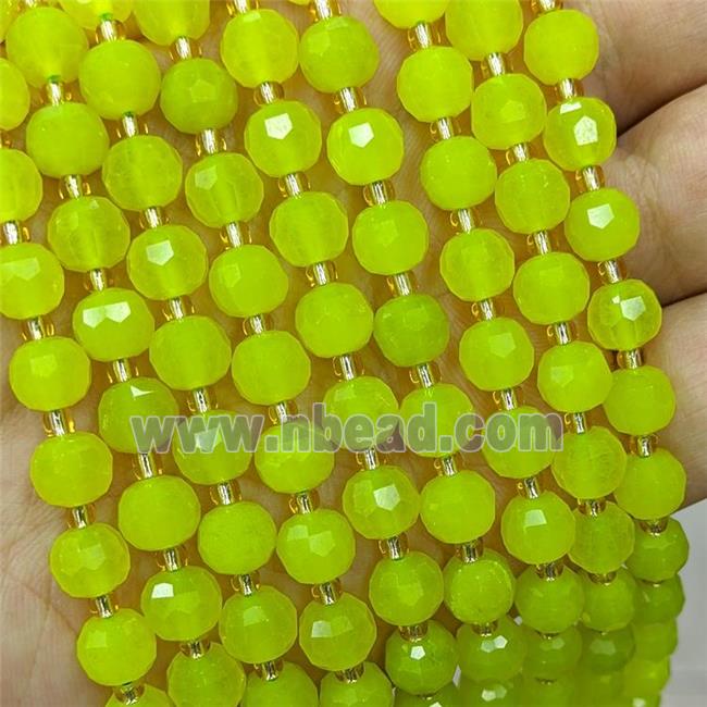 Jade Beads Olive Dye Faceted Rondelle