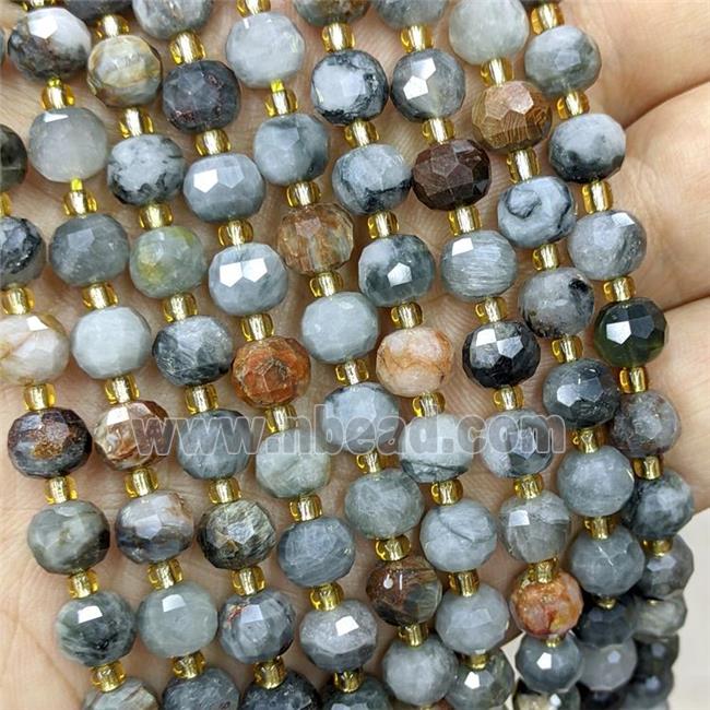 Natural Hawkeye Stone Beads Faceted Rondelle Eagle