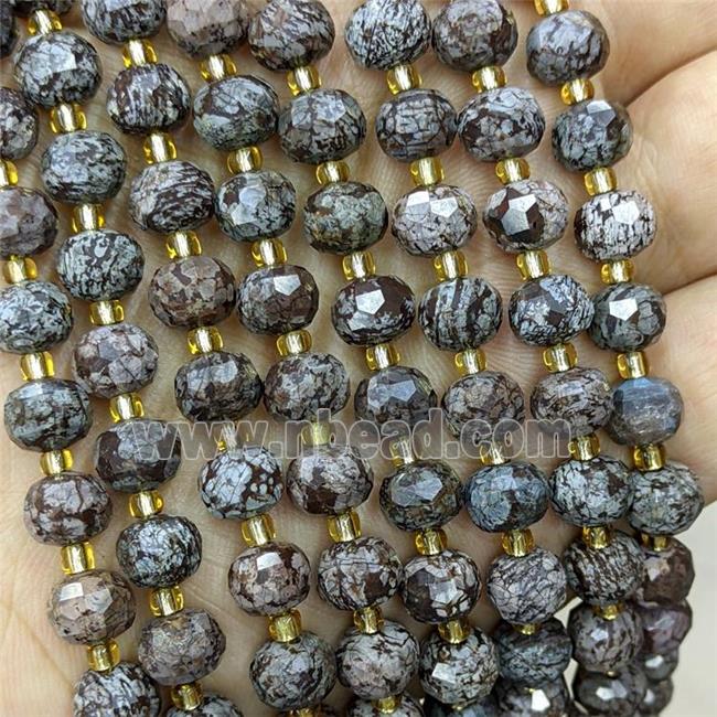 Natural Chinese Red Snowflake Jasper Beads Faceted Rondelle